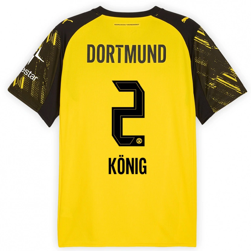 Danxen Dětské Niklas König #2 Žlutá Černá Domů Hráčské Dresy 2025/26 Dres