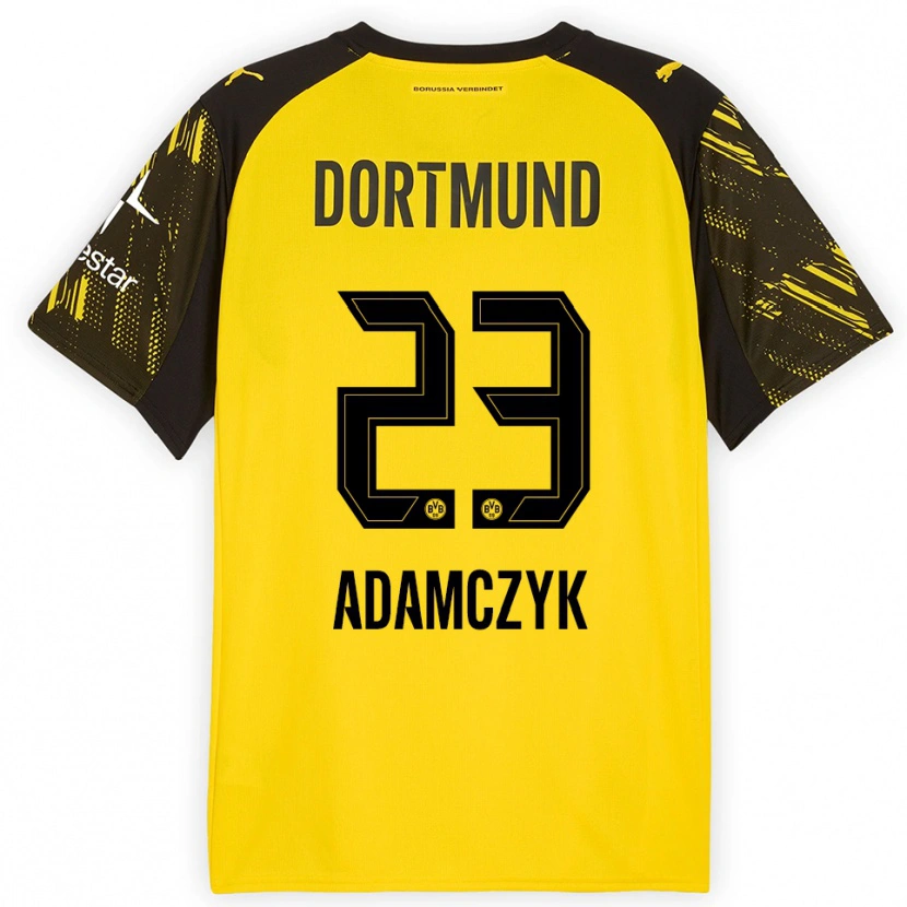 Danxen Dětské Nico Adamczyk #23 Žlutá Černá Domů Hráčské Dresy 2025/26 Dres