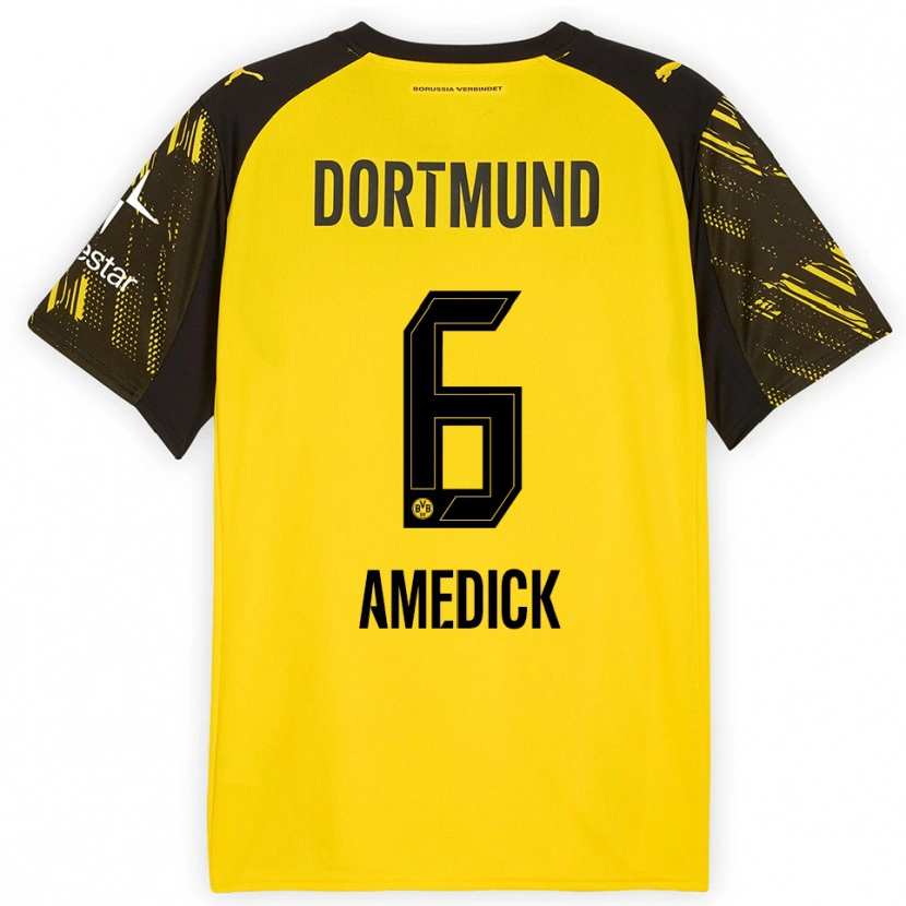 Danxen Dětské Maik Amedick #6 Žlutá Černá Domů Hráčské Dresy 2025/26 Dres