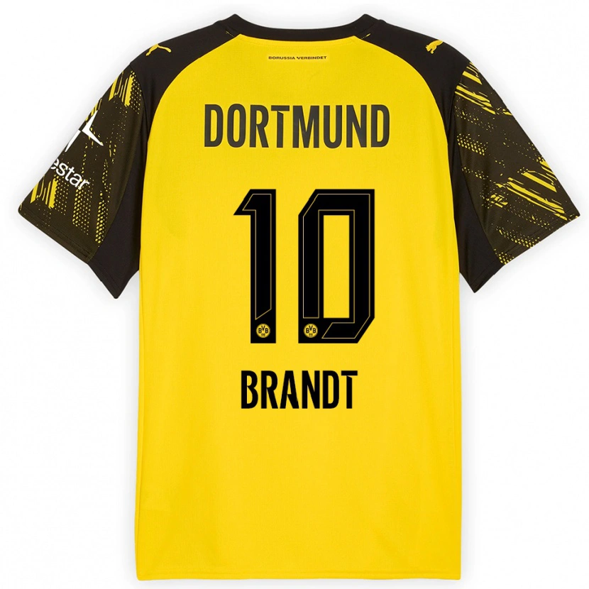 Danxen Dětské Julian Brandt #10 Žlutá Černá Domů Hráčské Dresy 2025/26 Dres
