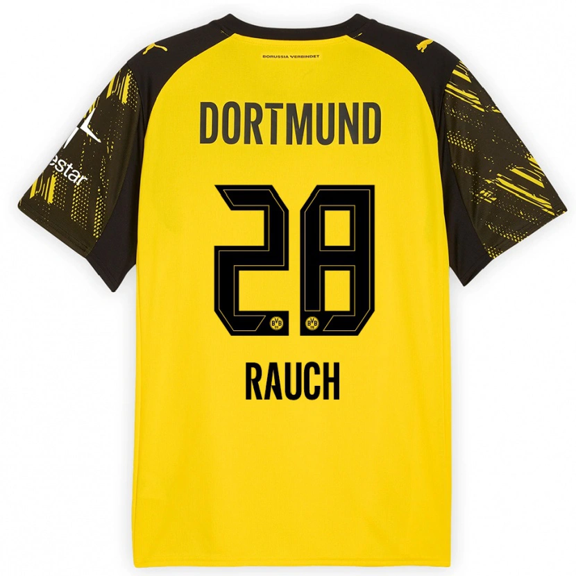 Danxen Dětské Julius Fynn Rauch #28 Žlutá Černá Domů Hráčské Dresy 2025/26 Dres