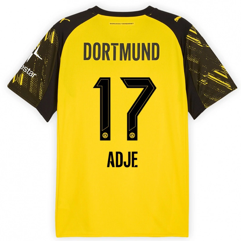 Danxen Dětské Miguel Adje #17 Žlutá Černá Domů Hráčské Dresy 2025/26 Dres