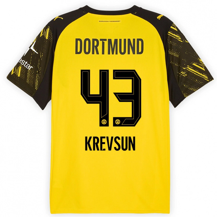 Danxen Dětské Danylo Krevsun #43 Žlutá Černá Domů Hráčské Dresy 2025/26 Dres
