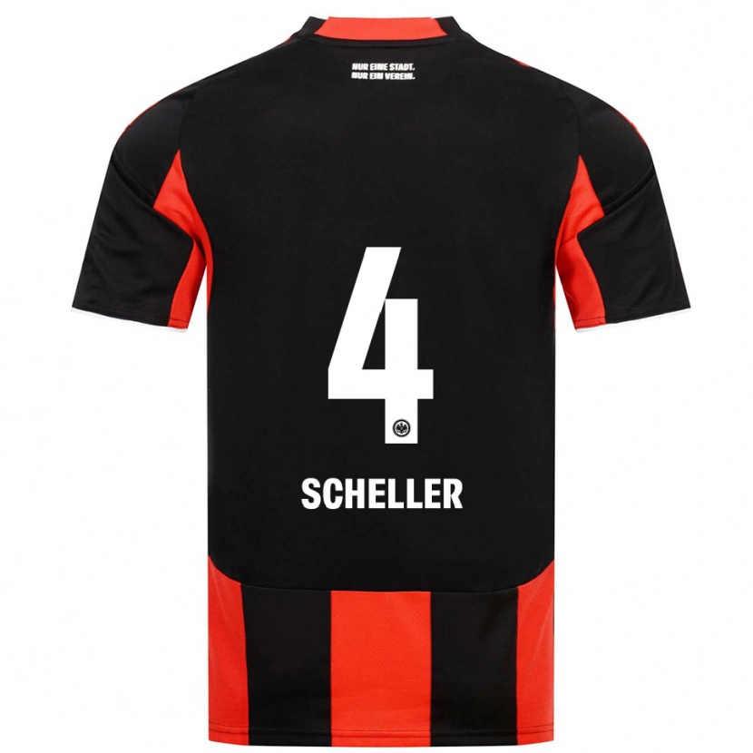 Danxen Dětské Niklas Scheller #4 Černá Červená Domů Hráčské Dresy 2025/26 Dres