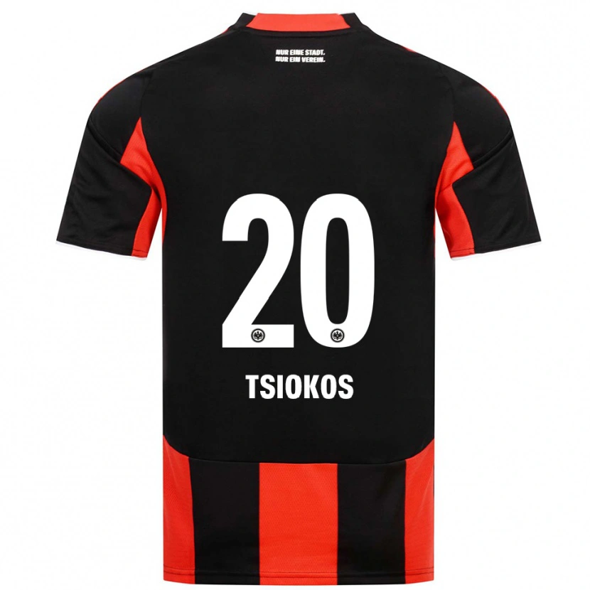 Danxen Dětské Leonidas-Ilias Tsiokos #20 Černá Červená Domů Hráčské Dresy 2025/26 Dres