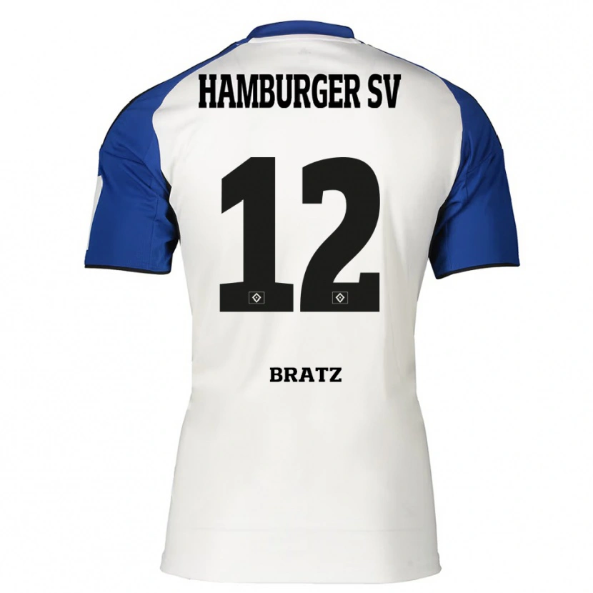 Danxen Dětské Julian Brätz #12 Bílá Modrá Domů Hráčské Dresy 2025/26 Dres