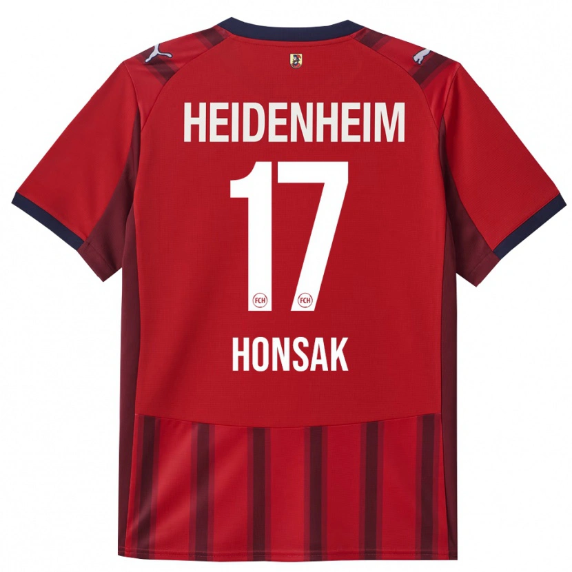 Danxen Dětské Mathias Honsak #17 Červená Námořnická Modř Domů Hráčské Dresy 2025/26 Dres