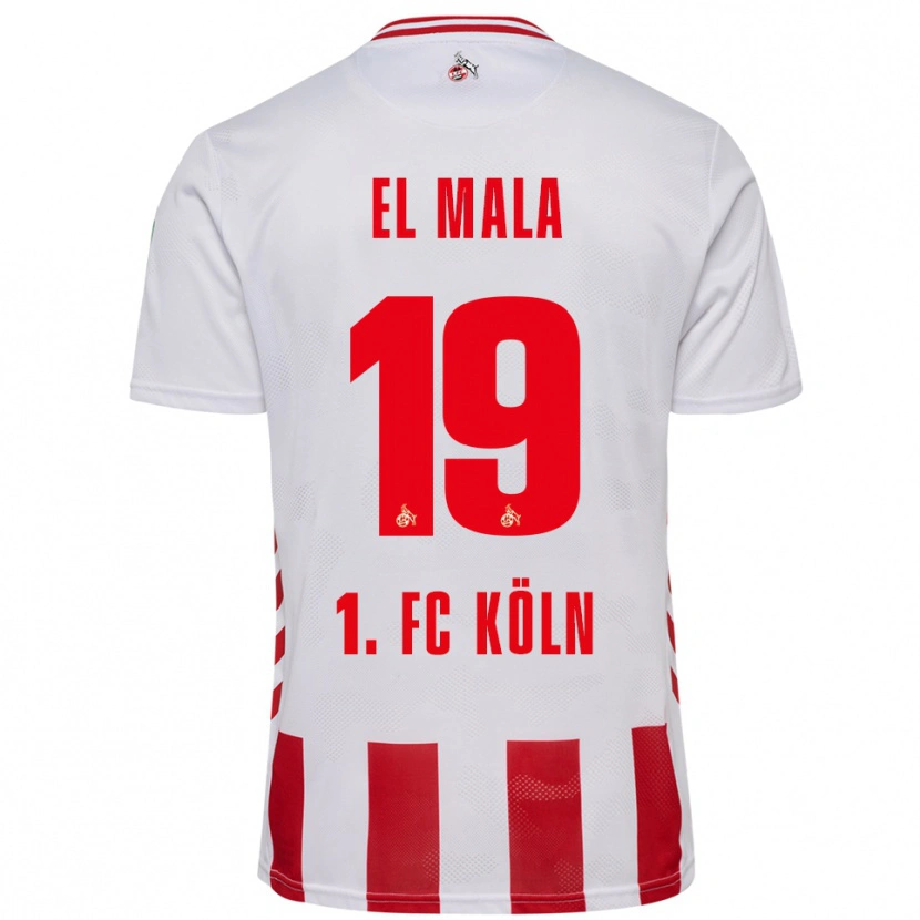 Danxen Dětské Malek El Mala #19 Bílá Červená Domů Hráčské Dresy 2025/26 Dres