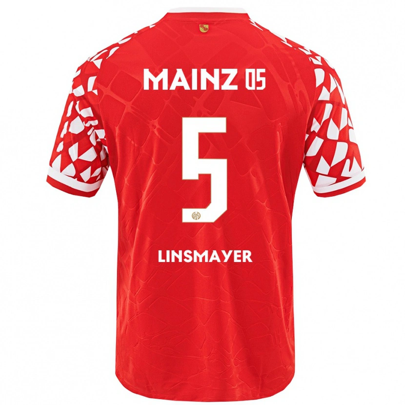 Danxen Dětské Denis Linsmayer #5 Červená Bílá Domů Hráčské Dresy 2025/26 Dres