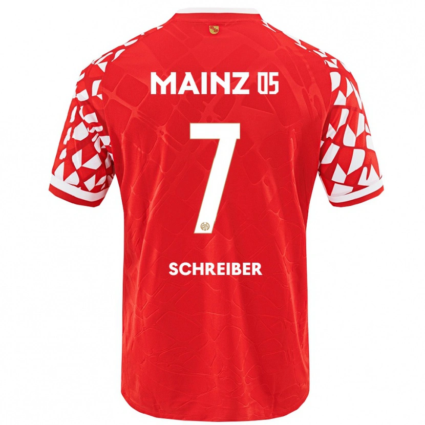 Danxen Dětské Philipp Schreiber #7 Červená Bílá Domů Hráčské Dresy 2025/26 Dres