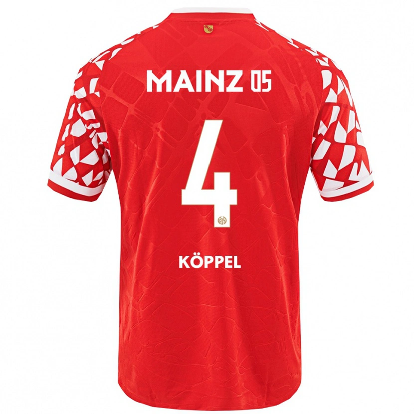 Danxen Dětské Domenic Köppel #4 Červená Bílá Domů Hráčské Dresy 2025/26 Dres