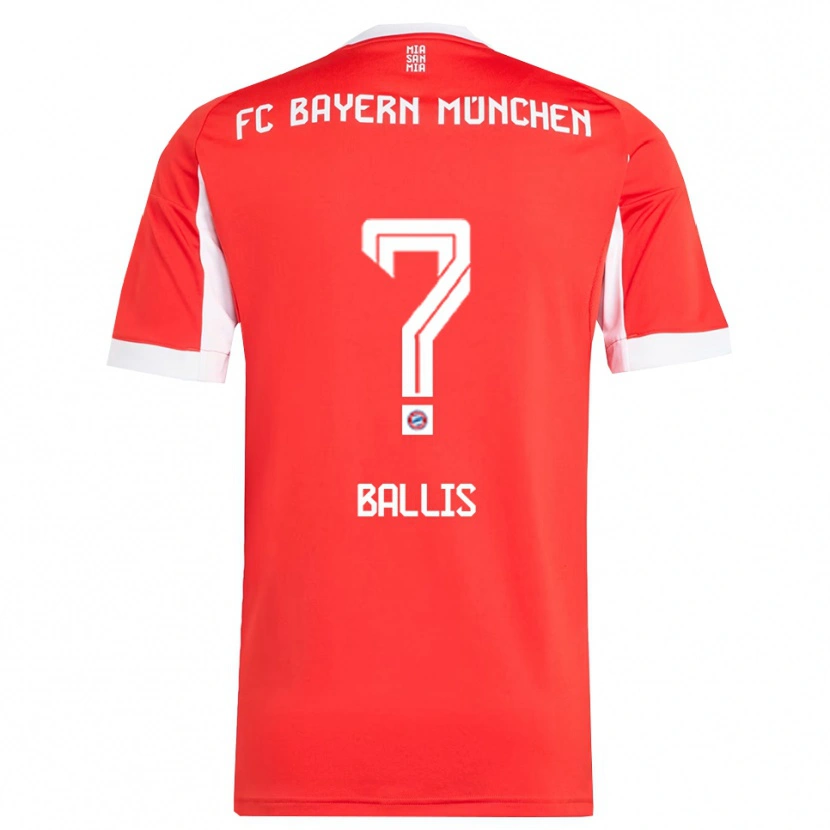 Danxen Dětské Benjamin Ballis #0 Červená Bílá Domů Hráčské Dresy 2025/26 Dres