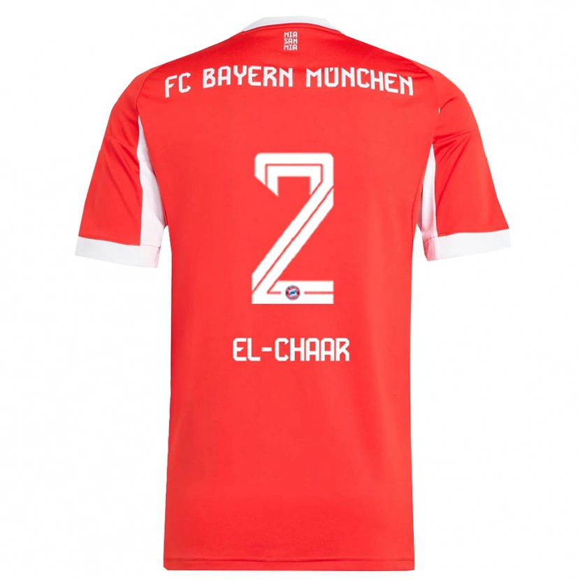 Danxen Dětské Adam El-Chaar #2 Červená Bílá Domů Hráčské Dresy 2025/26 Dres