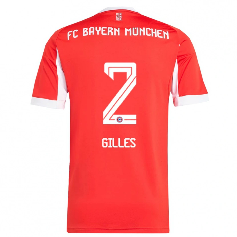 Danxen Dětské Vanessa Gilles #2 Červená Bílá Domů Hráčské Dresy 2025/26 Dres