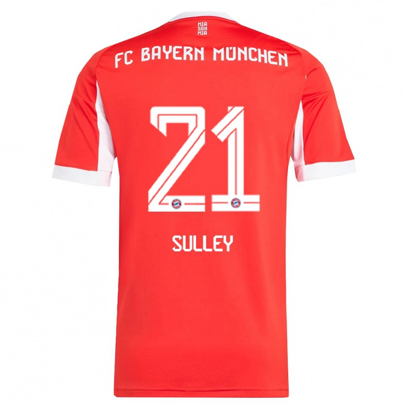 Danxen Dětské Williams Baffour Sulley #21 Červená Bílá Domů Hráčské Dresy 2025/26 Dres