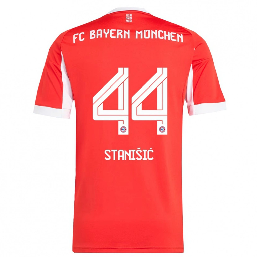 Danxen Dětské Josip Stanisic #44 Červená Bílá Domů Hráčské Dresy 2025/26 Dres