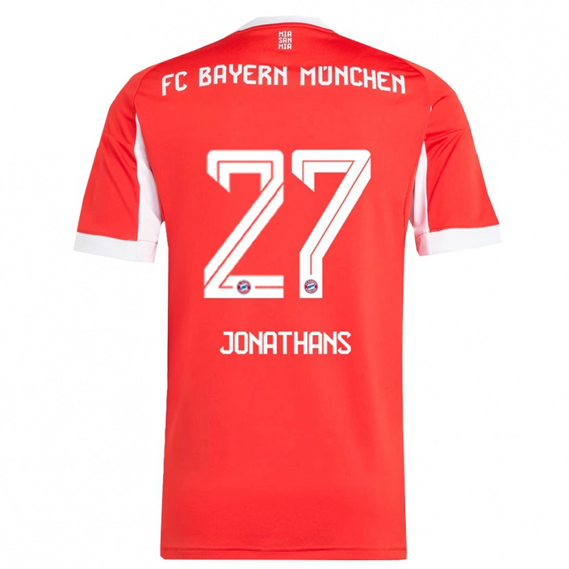 Danxen Dětské David Jonathans #27 Červená Bílá Domů Hráčské Dresy 2025/26 Dres