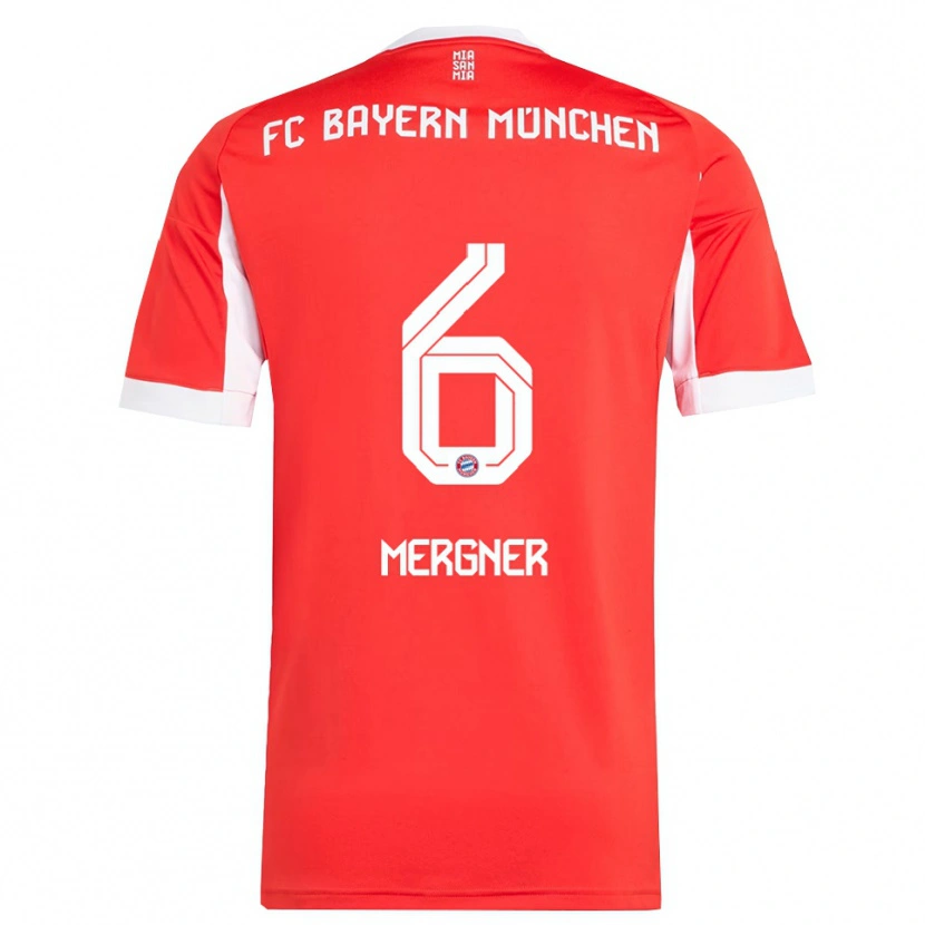 Danxen Dětské Max Mergner #6 Červená Bílá Domů Hráčské Dresy 2025/26 Dres