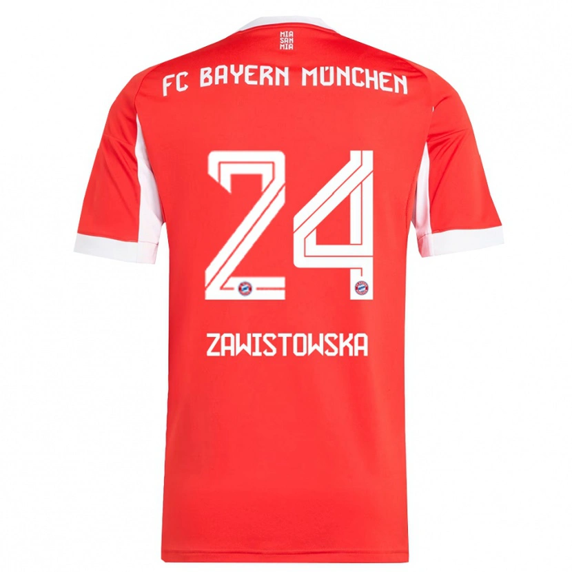 Danxen Dětské Weronika Zawistowska #24 Červená Bílá Domů Hráčské Dresy 2025/26 Dres