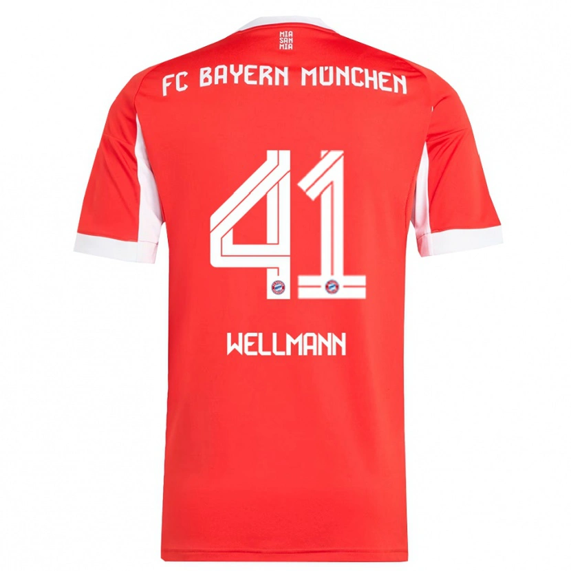 Danxen Dětské Anna Wellmann #41 Červená Bílá Domů Hráčské Dresy 2025/26 Dres