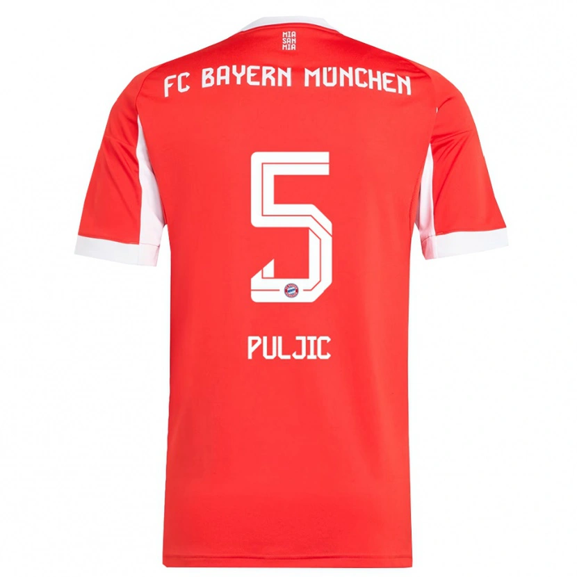 Danxen Dětské Ljubo Puljic #5 Červená Bílá Domů Hráčské Dresy 2025/26 Dres