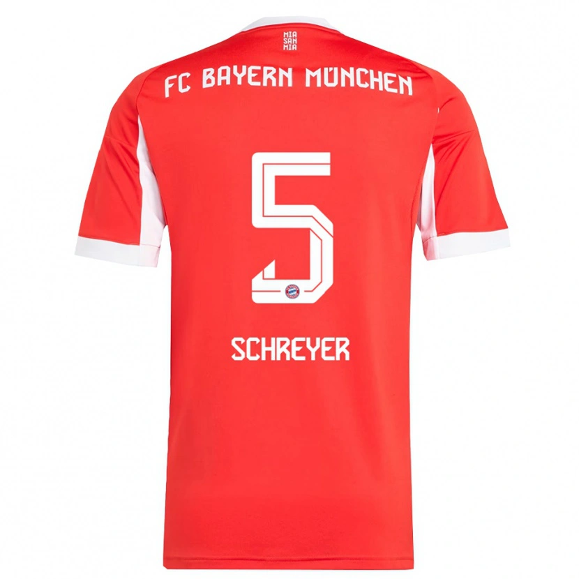 Danxen Dětské Tim Schreyer #5 Červená Bílá Domů Hráčské Dresy 2025/26 Dres