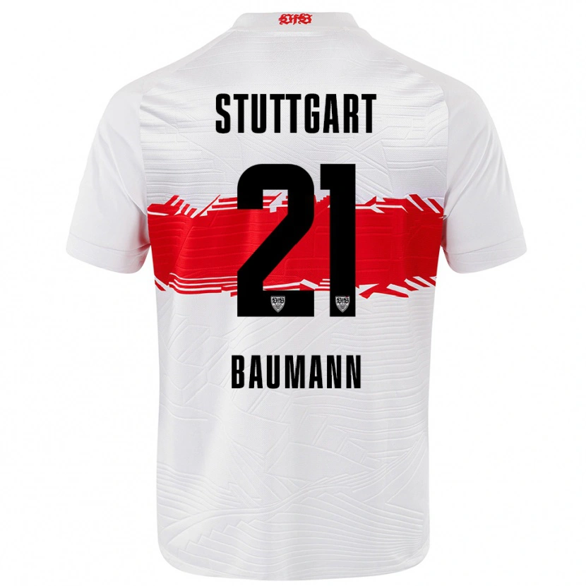 Danxen Dětské Katharina Baumann #21 Bílá Červená Domů Hráčské Dresy 2025/26 Dres