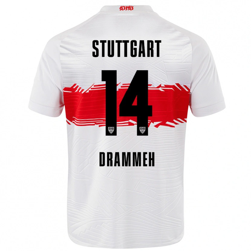 Danxen Dětské Mohamed Drammeh #14 Bílá Červená Domů Hráčské Dresy 2025/26 Dres