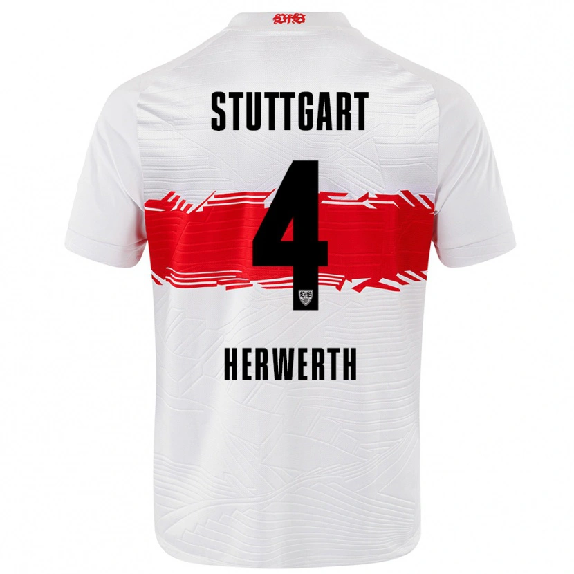 Danxen Dětské Maximilian Herwerth #4 Bílá Červená Domů Hráčské Dresy 2025/26 Dres