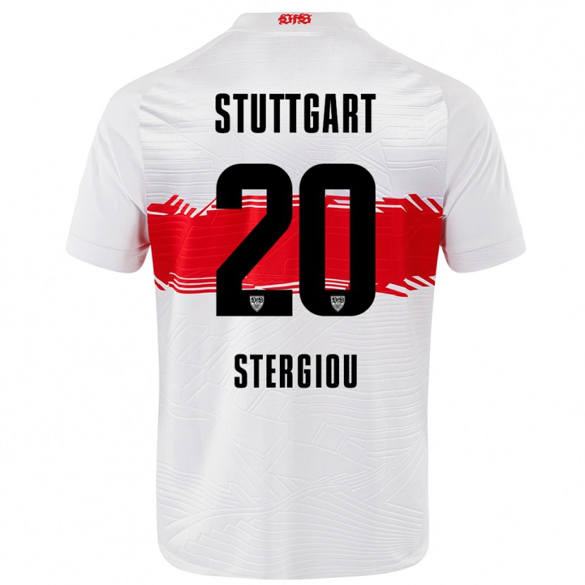 Danxen Dětské Leonidas Stergiou #20 Bílá Červená Domů Hráčské Dresy 2025/26 Dres