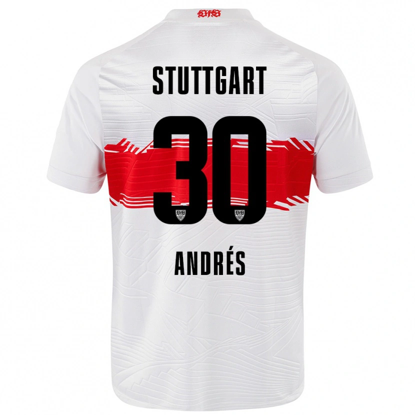 Danxen Dětské Chema Andrés #30 Bílá Červená Domů Hráčské Dresy 2025/26 Dres