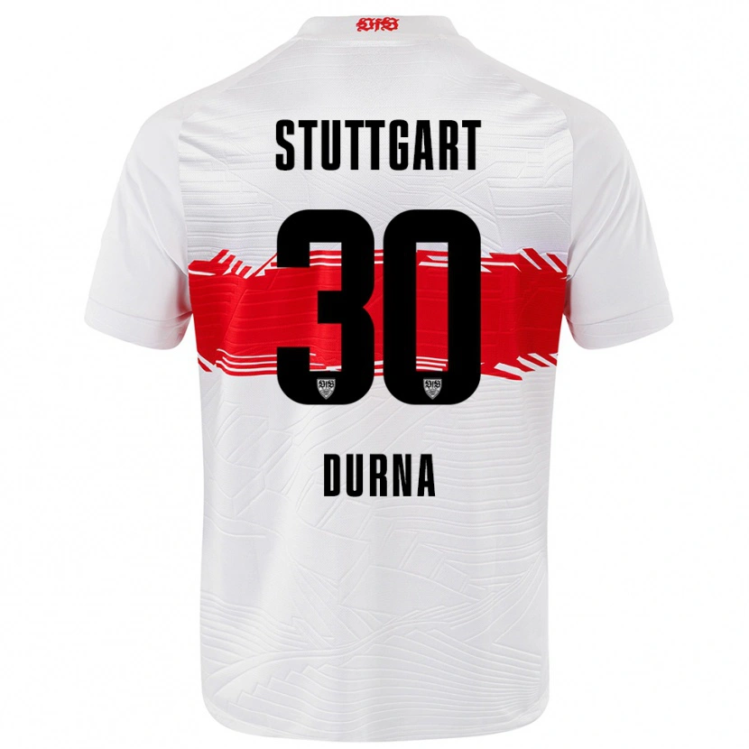 Danxen Dětské Tuncay Durna #30 Bílá Červená Domů Hráčské Dresy 2025/26 Dres