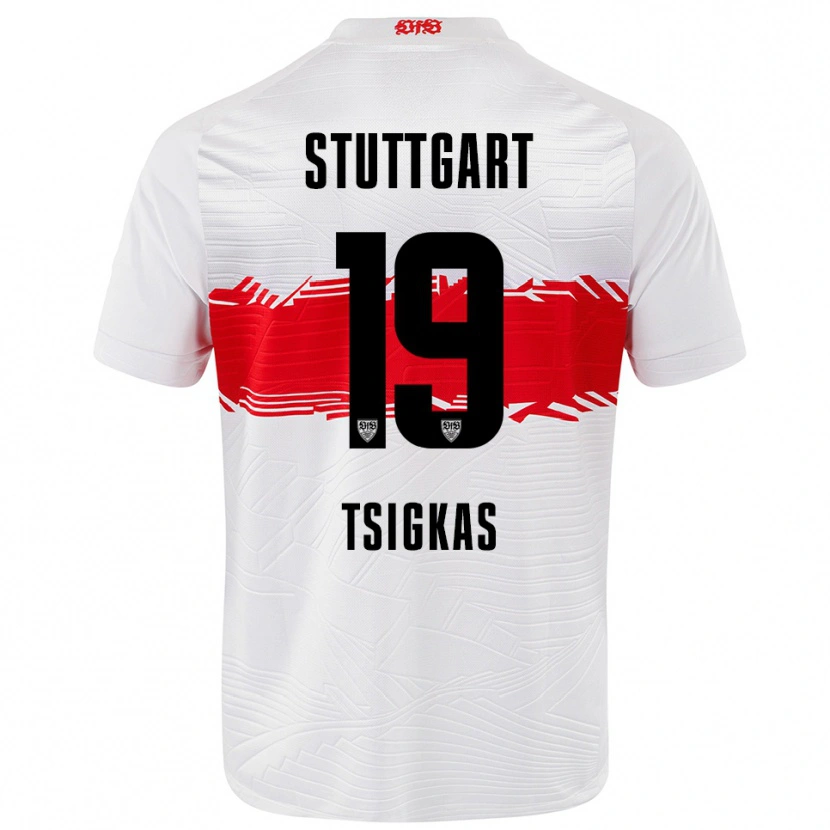 Danxen Dětské Mattheos Tsigkas #19 Bílá Červená Domů Hráčské Dresy 2025/26 Dres