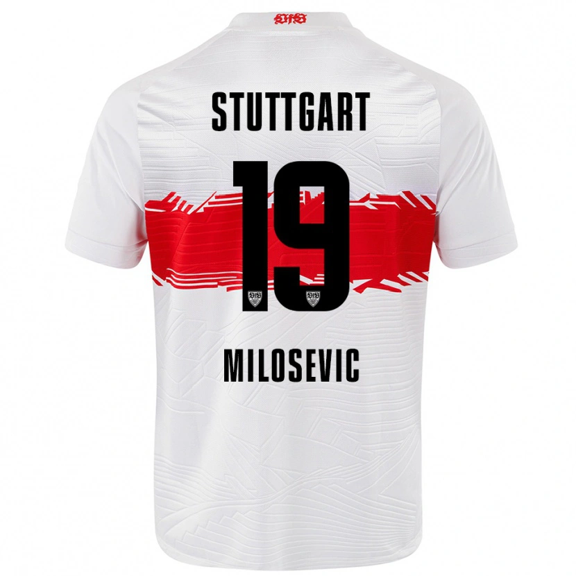 Danxen Dětské Jovan Milosevic #19 Bílá Červená Domů Hráčské Dresy 2025/26 Dres