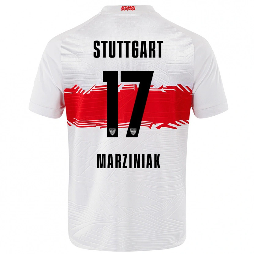 Danxen Dětské Chiara Marziniak #17 Bílá Červená Domů Hráčské Dresy 2025/26 Dres