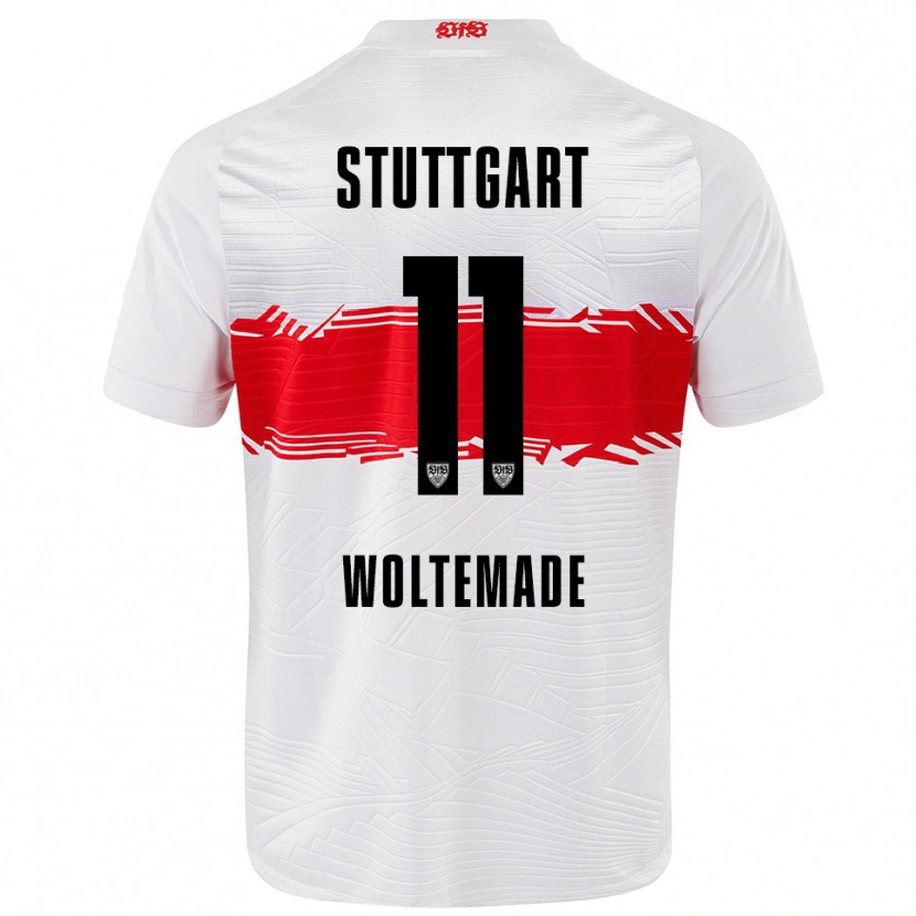 Danxen Dětské Nick Woltemade #11 Bílá Červená Domů Hráčské Dresy 2025/26 Dres