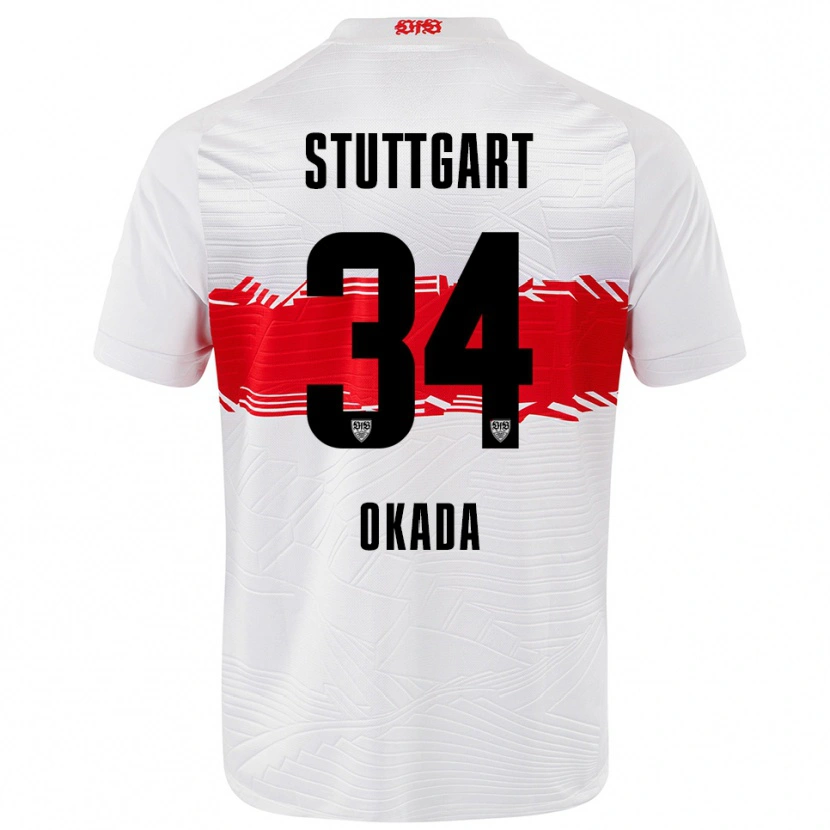 Danxen Dětské Rei Okada #34 Bílá Červená Domů Hráčské Dresy 2025/26 Dres