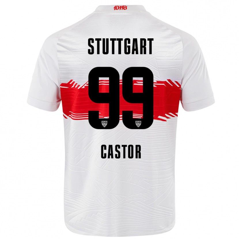 Danxen Dětské Gillian Castor #99 Bílá Červená Domů Hráčské Dresy 2025/26 Dres