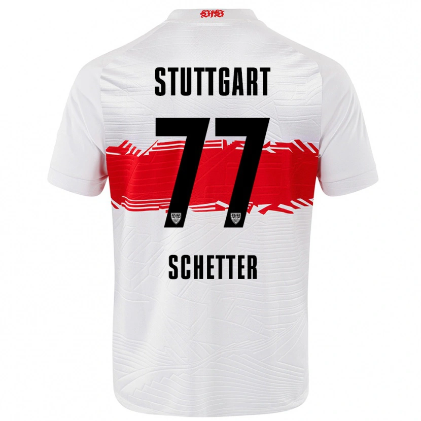 Danxen Dětské Leonie Schetter #77 Bílá Červená Domů Hráčské Dresy 2025/26 Dres
