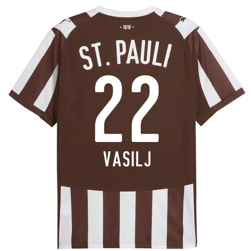 Danxen Dětské Nikola Vasilj #22 Kávová Bílá Domů Hráčské Dresy 2025/26 Dres