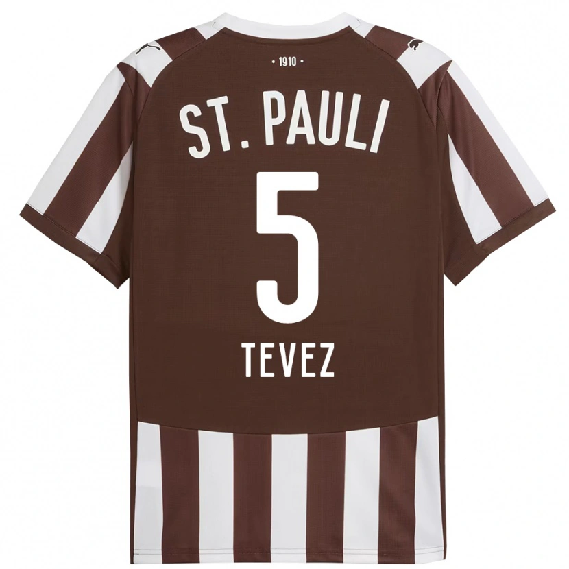 Danxen Dětské Federico Tevez #5 Kávová Bílá Domů Hráčské Dresy 2025/26 Dres