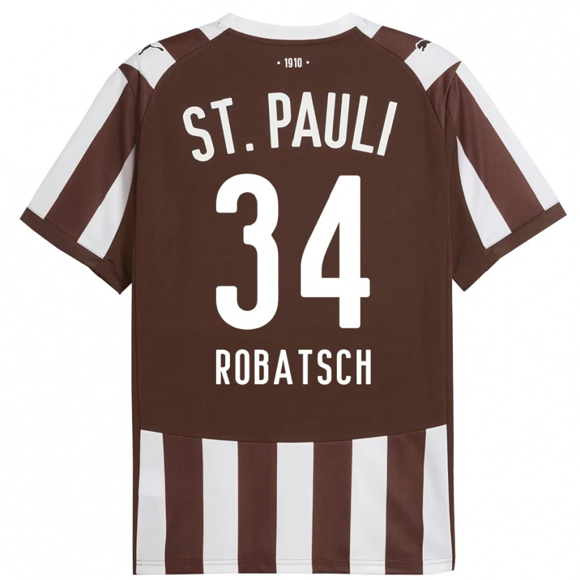 Danxen Dětské Jannik Robatsch #34 Kávová Bílá Domů Hráčské Dresy 2025/26 Dres