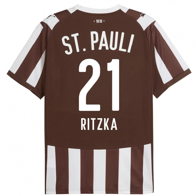 Danxen Dětské Lars Ritzka #21 Kávová Bílá Domů Hráčské Dresy 2025/26 Dres
