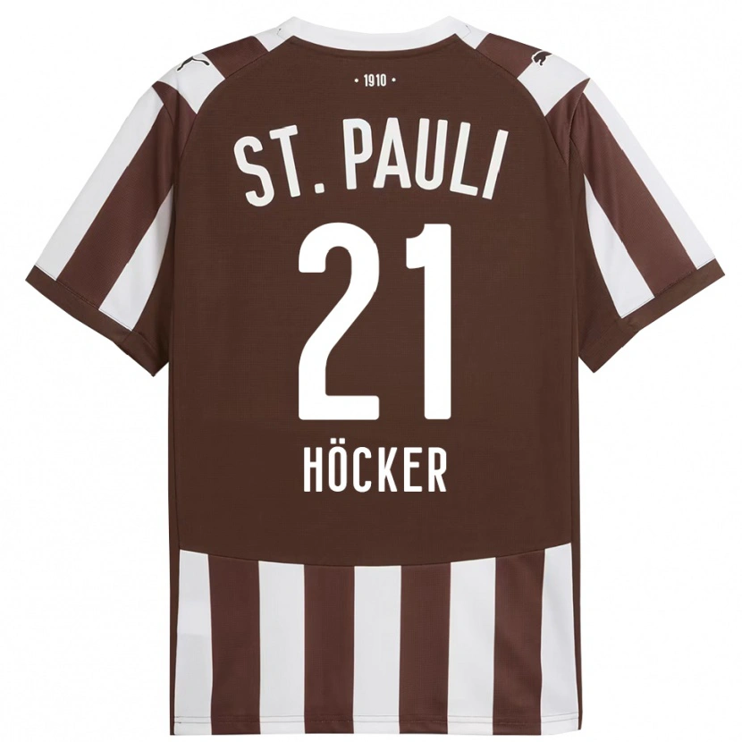 Danxen Dětské Elias Höcker #21 Kávová Bílá Domů Hráčské Dresy 2025/26 Dres