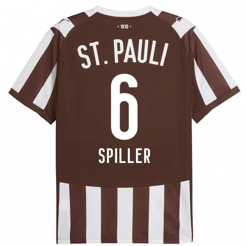 Danxen Dětské Nele Spiller #6 Kávová Bílá Domů Hráčské Dresy 2025/26 Dres