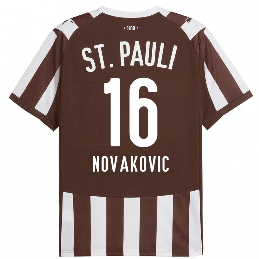 Danxen Dětské Milivoje Novakovic #16 Kávová Bílá Domů Hráčské Dresy 2025/26 Dres