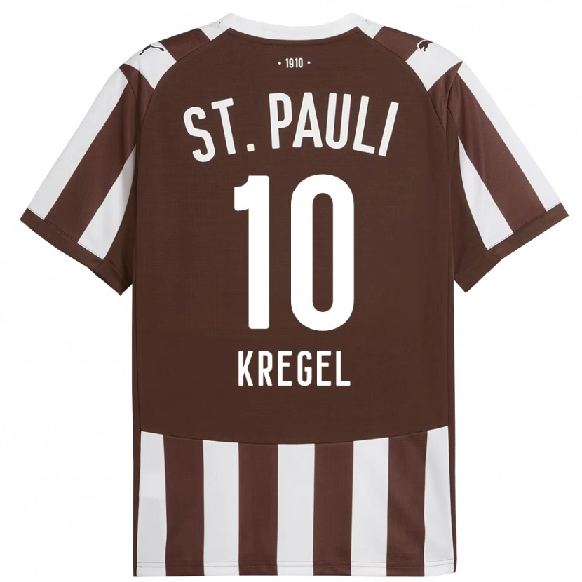 Danxen Dětské Mareike Kregel #10 Kávová Bílá Domů Hráčské Dresy 2025/26 Dres