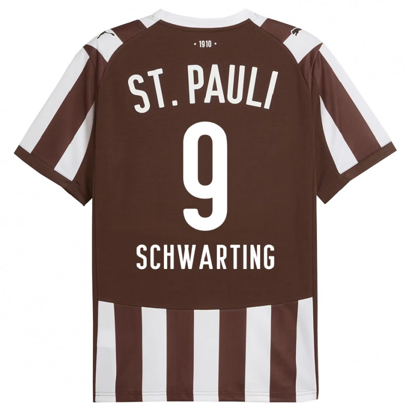 Danxen Dětské Dominik Schwarting #9 Kávová Bílá Domů Hráčské Dresy 2025/26 Dres
