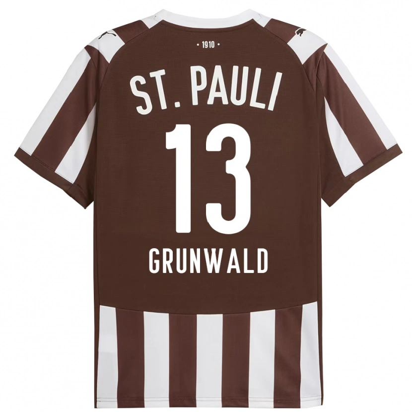 Danxen Dětské Julius Grunwald #13 Kávová Bílá Domů Hráčské Dresy 2025/26 Dres