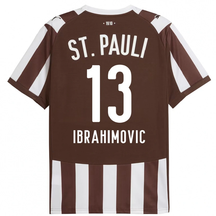 Danxen Dětské Ajdin Ibrahimovic #13 Kávová Bílá Domů Hráčské Dresy 2025/26 Dres